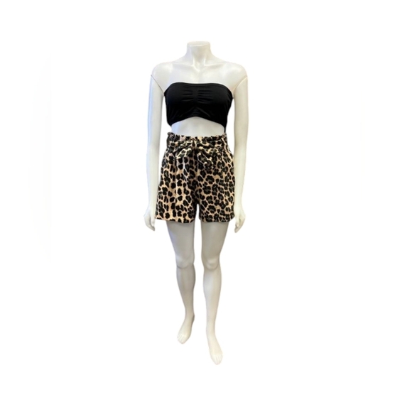 Zara Shorts Paper Bag Waist High Rise Animal Print Size XS - Picture 3 of 9